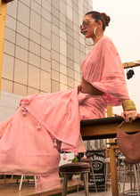 Load image into Gallery viewer, Salmon Pink Handloom Weaving Banarasi Cotton Silk Saree Clothsvilla