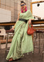 Pastel Green Handloom Weaving Banarasi Cotton Silk Saree Clothsvilla