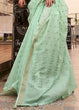 Load image into Gallery viewer, Seafoam Green Handloom Weaving Banarasi Cotton Silk Saree Clothsvilla