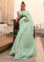 Seafoam Green Handloom Weaving Banarasi Cotton Silk Saree Clothsvilla
