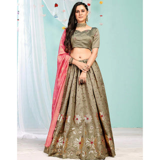 Pastel Brown Gota Patti and Zari Stich Without can can work Lehenga choli ClothsVilla