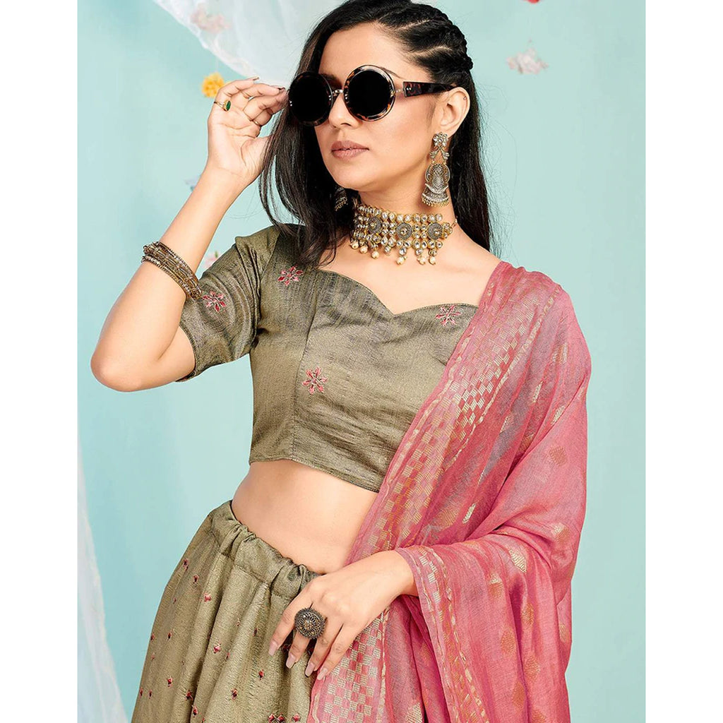 Pastel Brown Gota Patti and Zari Stich Without can can work Lehenga choli ClothsVilla