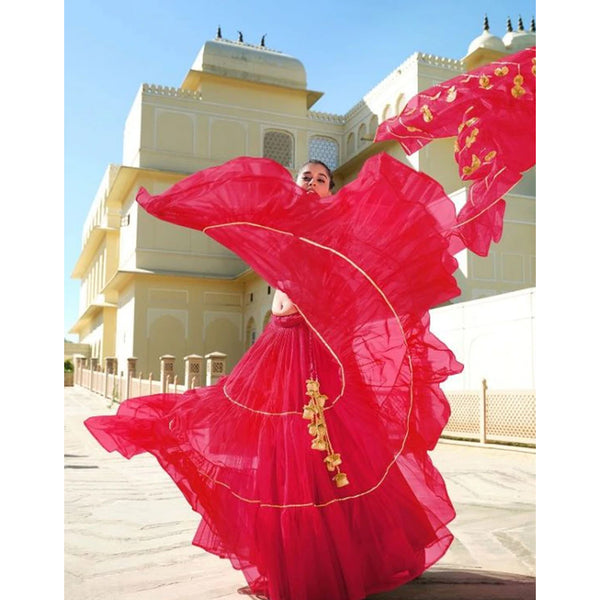 Rose Red Gota Patti Pattern work Lehenga choli ClothsVilla