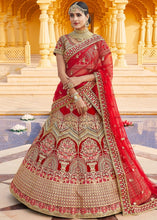 Load image into Gallery viewer, Crimson Red Velvet  Bridal Lehenga Choli with Embroidery &amp; Hand work Clothsvilla