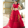Load image into Gallery viewer, Rose Red Gota Patti Pattern work Lehenga choli ClothsVilla