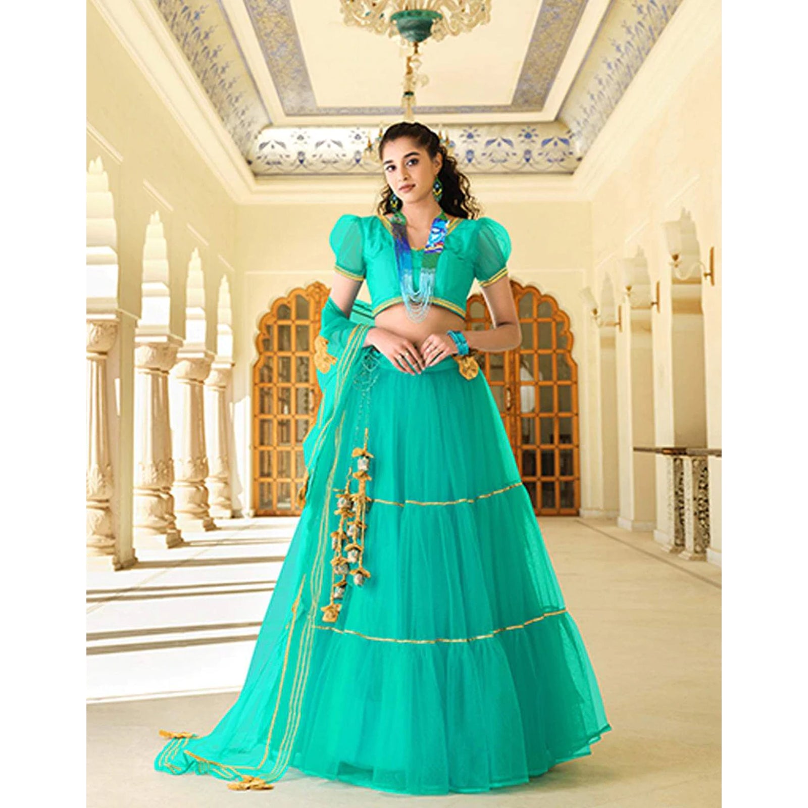 Mountain Meadow Gota Patti Pattern work Lehenga choli ClothsVilla