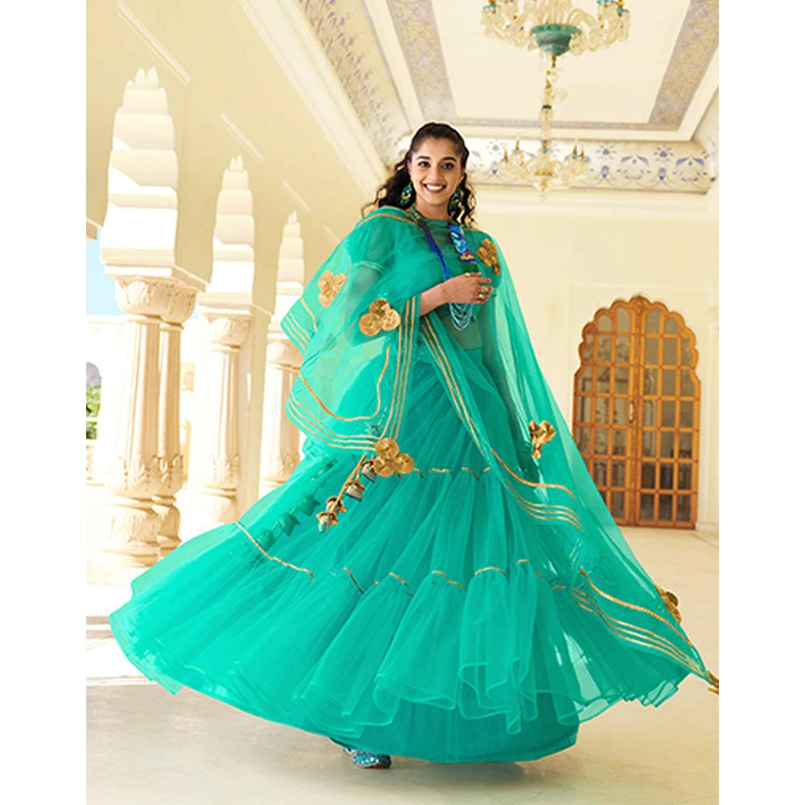 Mountain Meadow Gota Patti Pattern work Lehenga choli ClothsVilla