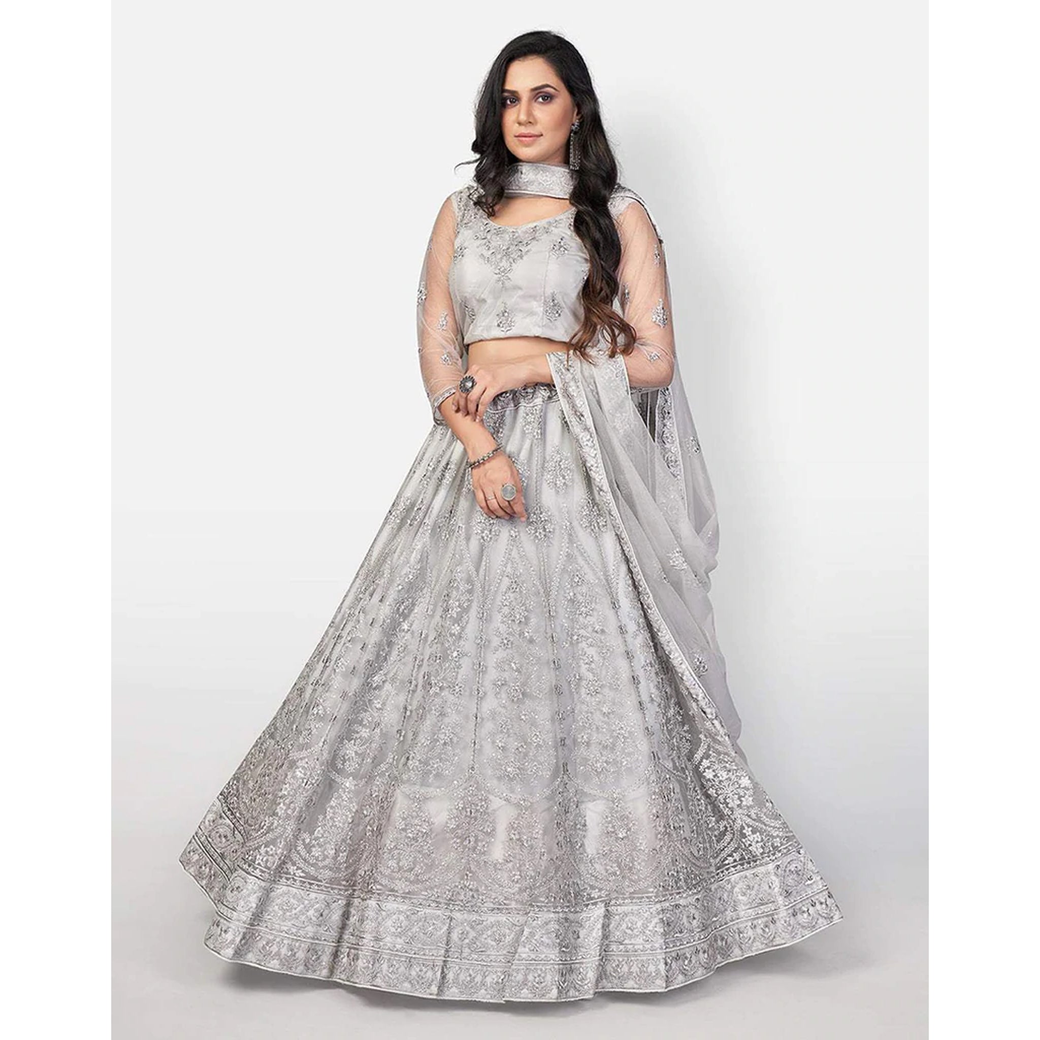 Heavy Soft Net Lehenga Choli with heavy Embroidery Work ClothsVilla Main image