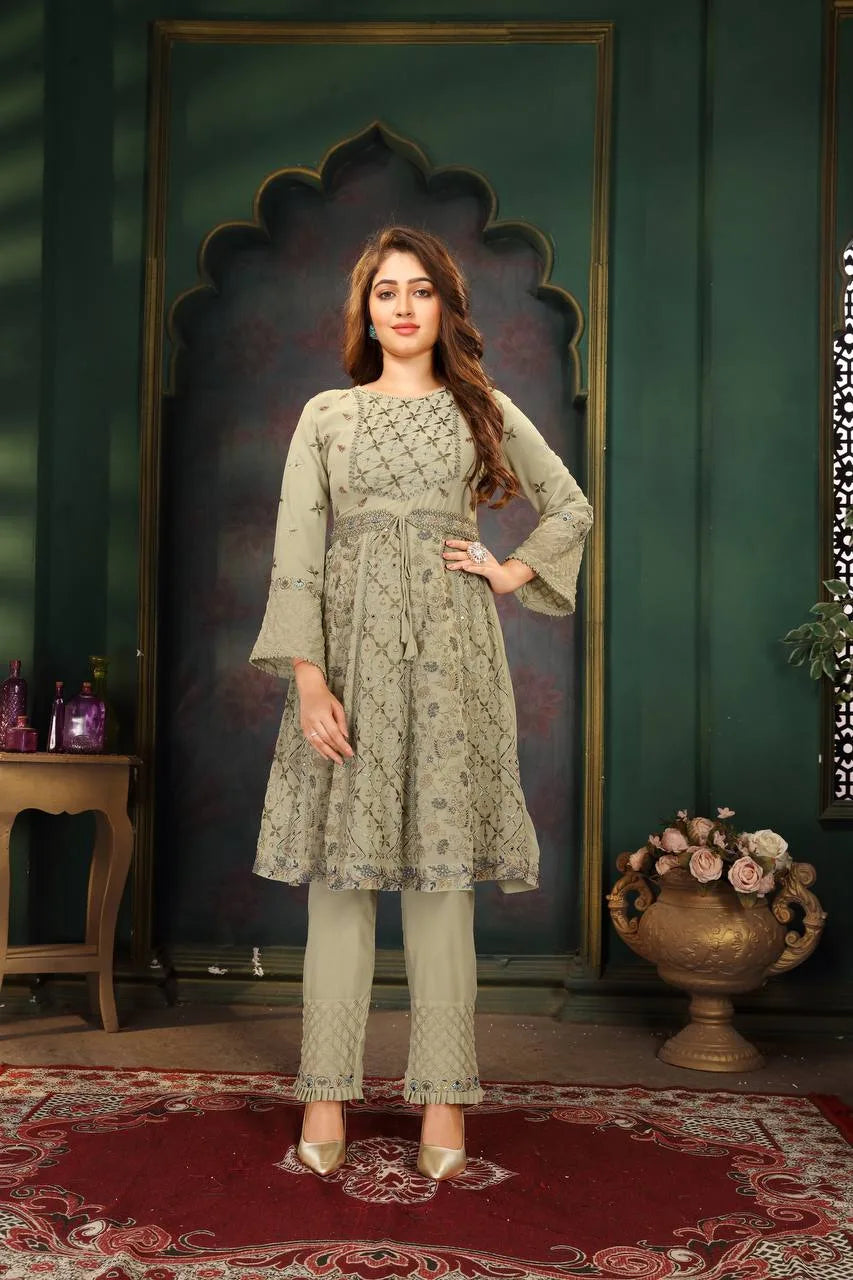 Anarkali Suit Set in Mint Green for Party Wear Clothsvilla