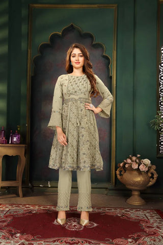 Anarkali Suit Set in Mint Green for Party Wear Clothsvilla