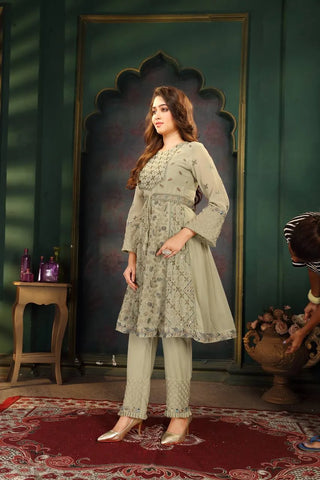 Anarkali Suit Set in Mint Green for Party Wear Clothsvilla