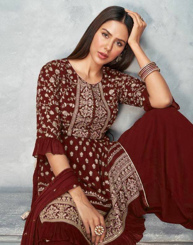 Buy Brown Sharara Suit for Women Online from India's Luxury Designers 2024