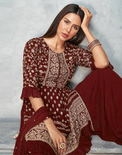 Load image into Gallery viewer, Women&#39;s Maroon Sharara Set for Party Wear Clothsvilla