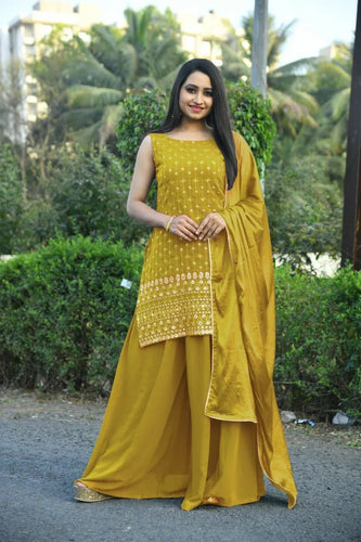 Women's Yellow Sharara Set for Party Wear Clothsvilla