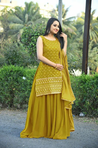Women's Yellow Sharara Set for Party Wear Clothsvilla