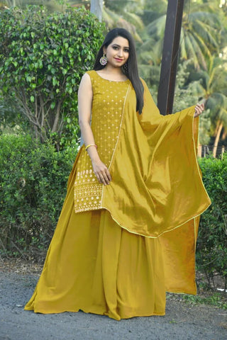 Women's Yellow Sharara Set for Party Wear Clothsvilla