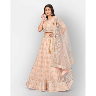 Soft Net Lehenga Choli with heavy Zari and Thread and Embroidery Work ClothsVilla