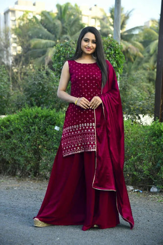 Women's Rani Pink Sharara Set for Party Wear - ClothsVilla.com