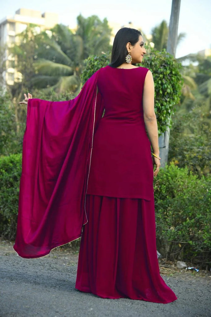 Women's Rani Pink Sharara Set for Party Wear - ClothsVilla.com