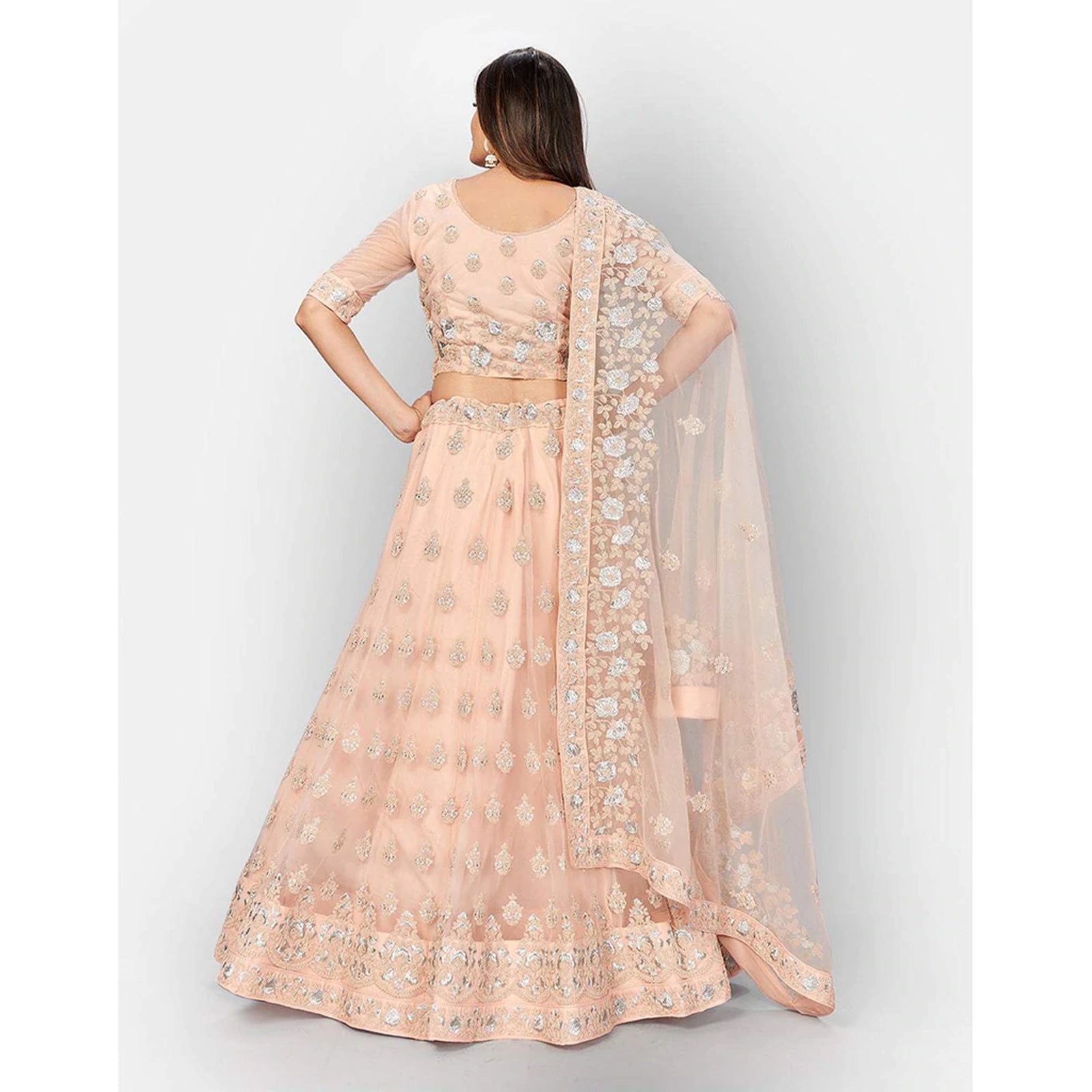 Soft Net Lehenga Choli with heavy Zari and Thread and Embroidery Work ClothsVilla