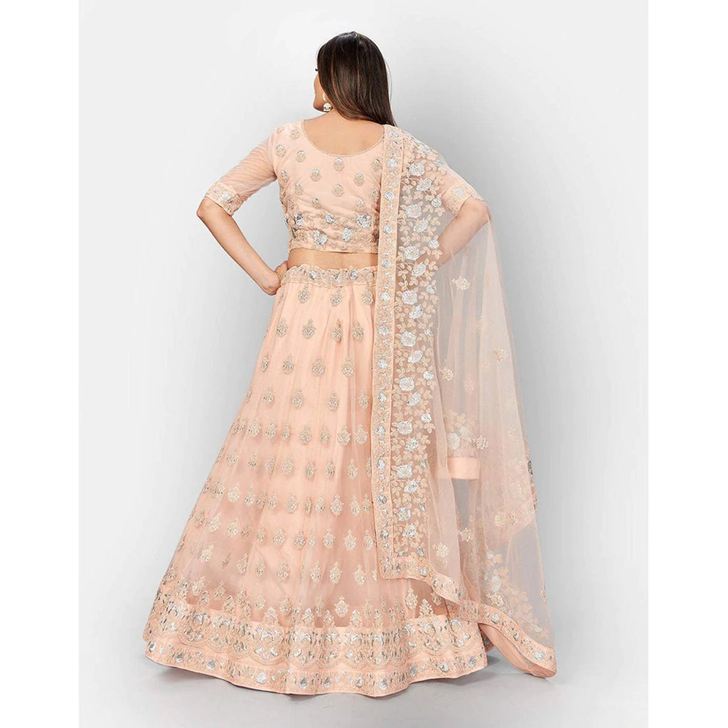 Soft Net Lehenga Choli with heavy Zari and Thread and Embroidery Work ClothsVilla