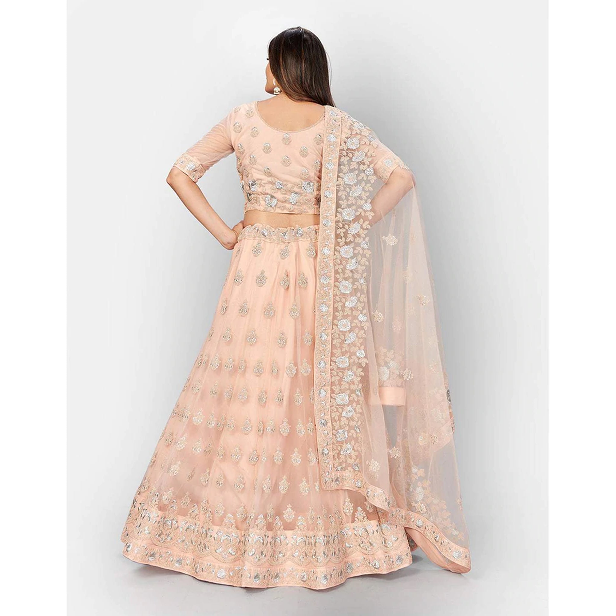 Soft Net Lehenga Choli with heavy Zari and Thread and Embroidery Work ClothsVilla