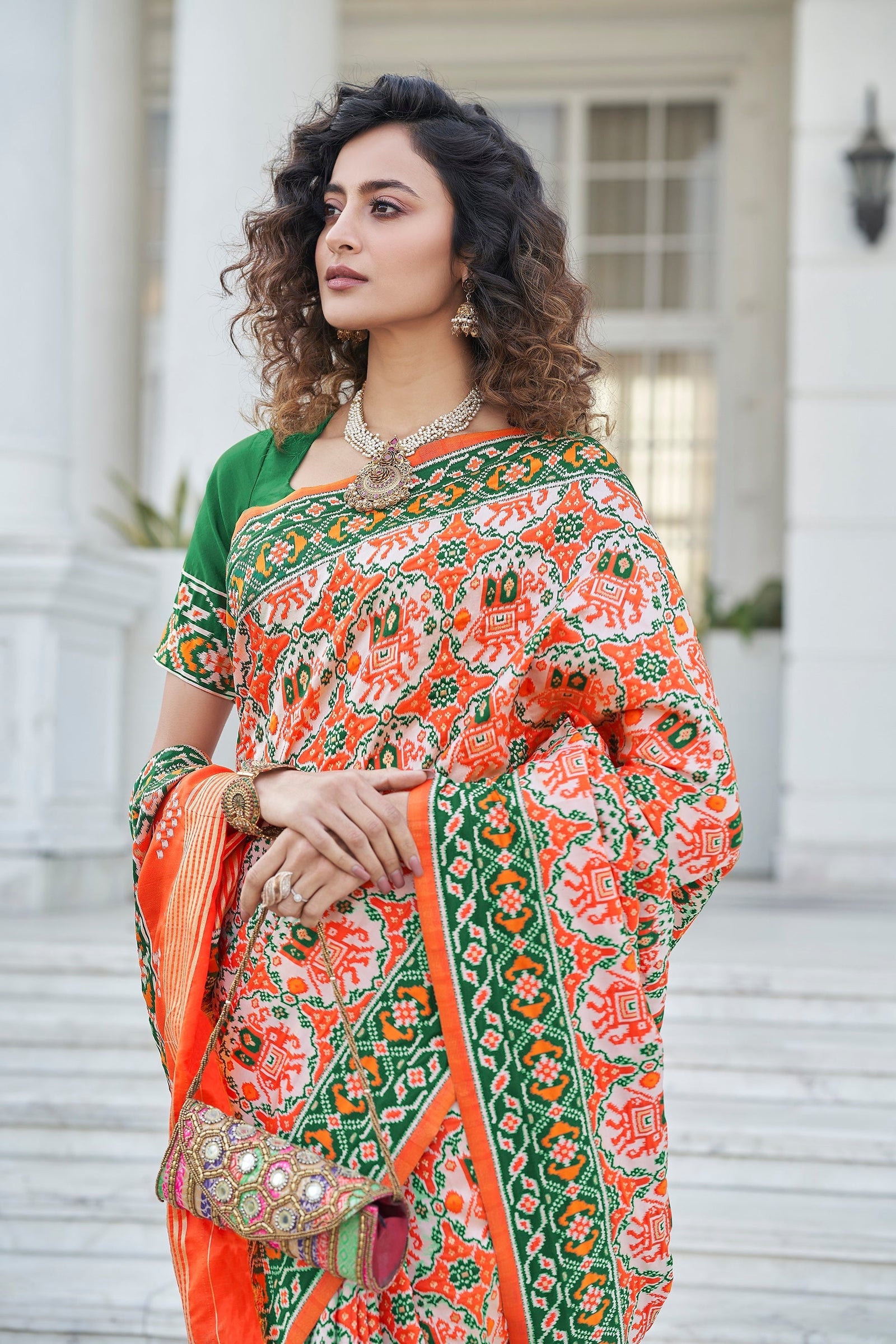 Orange Color Patola Weaving Zari Silk Saree Clothsvilla