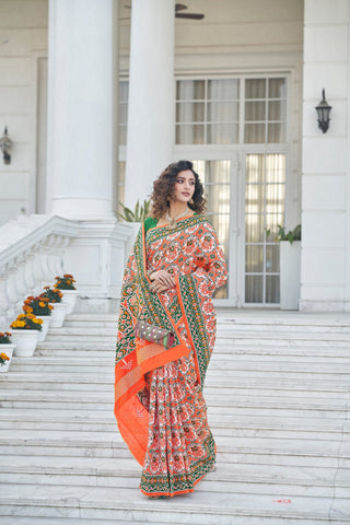 Orange Color Patola Weaving Zari Silk Saree Clothsvilla
