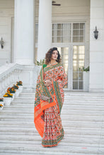 Load image into Gallery viewer, Orange Color Patola Weaving Zari Silk Saree Clothsvilla