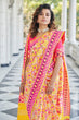 Load image into Gallery viewer, Yellow With Pink Color Patola Weaving Zari Silk Saree Clothsvilla
