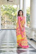 Load image into Gallery viewer, Yellow With Pink Color Patola Weaving Zari Silk Saree Clothsvilla