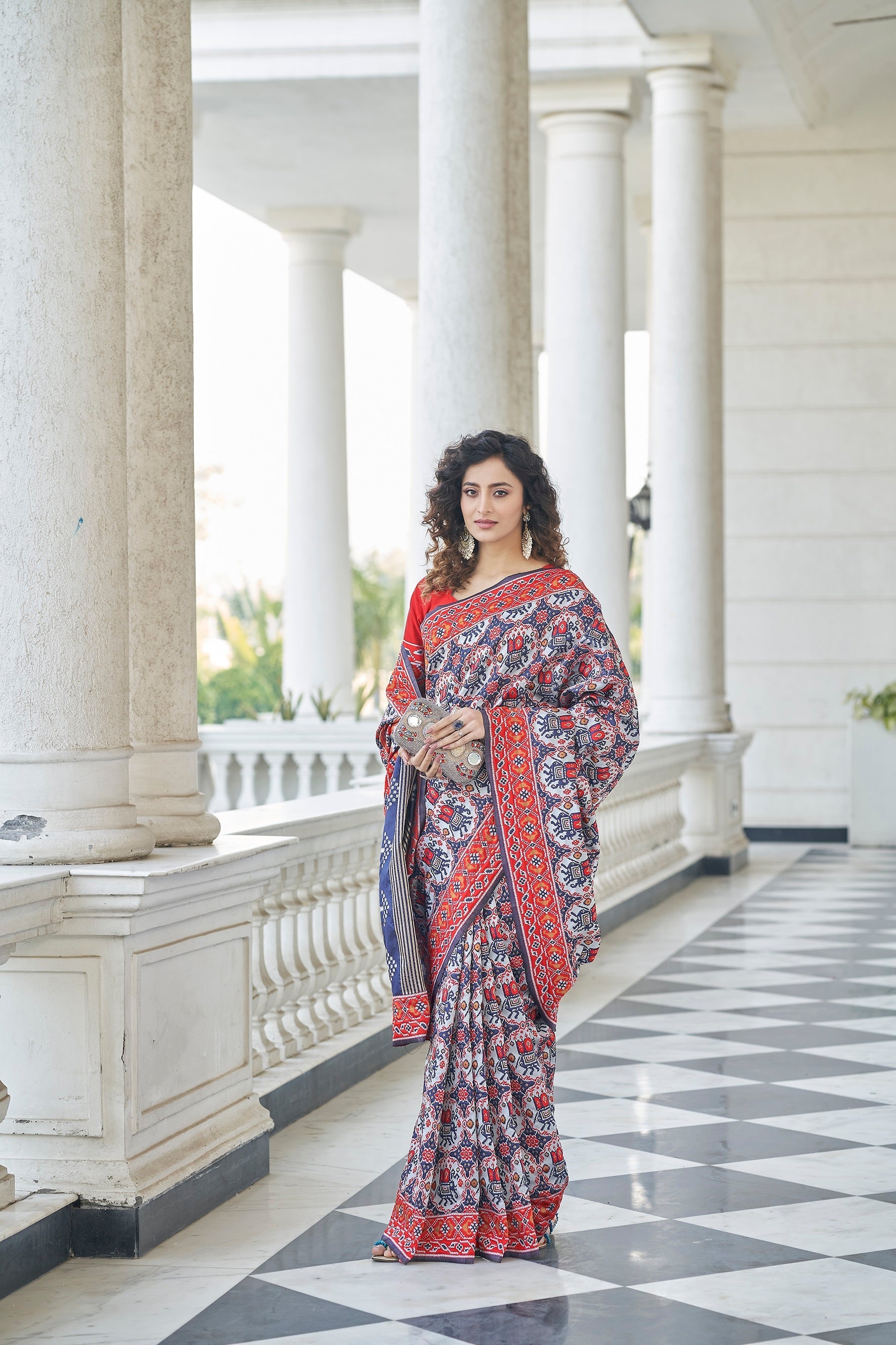 Navy Blue Color Patola Weaving Zari Silk Saree Clothsvilla