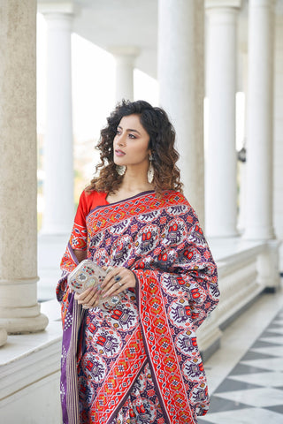 Purple Color Patola Weaving Zari Silk Saree Clothsvilla