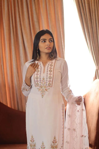 Wedding White Sharara Ensemble - ClothsVilla.com