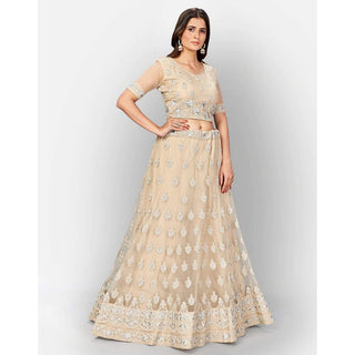 Soft Net Lehenga Choli with heavy Zari and Thread and Embroidery Work ClothsVilla
