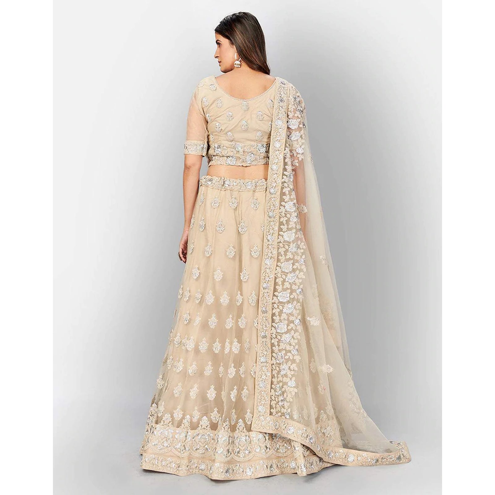 Soft Net Lehenga Choli with heavy Zari and Thread and Embroidery Work ClothsVilla