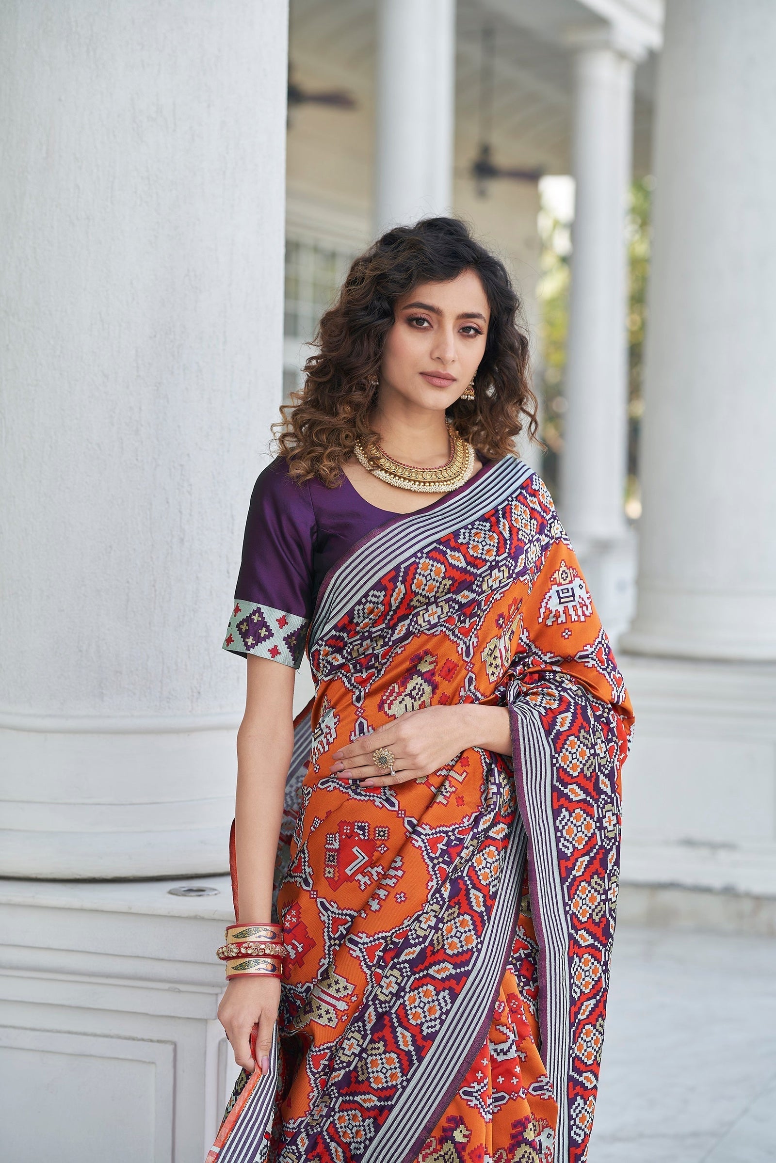 Function Wear Purple Color Patola Silk Saree Clothsvilla