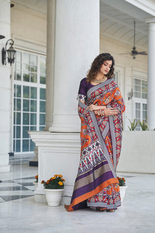 Function Wear Purple Color Patola Silk Saree Clothsvilla