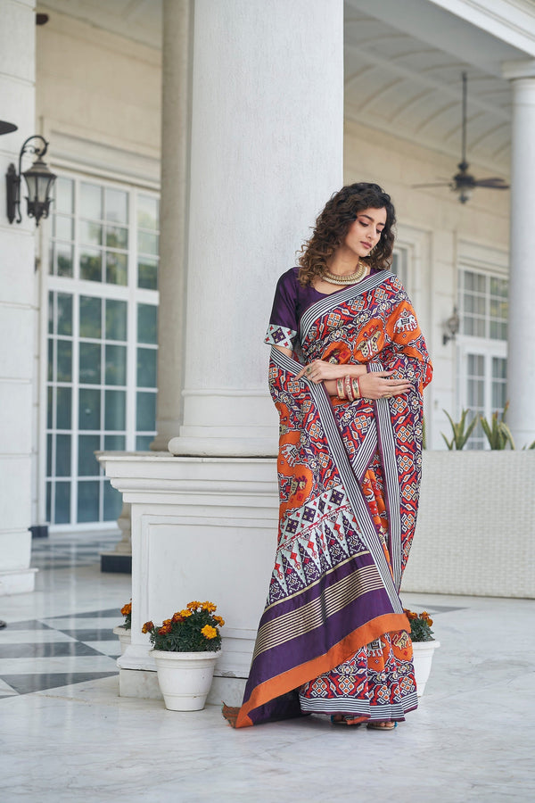 Function Wear Purple Color Patola Silk Saree Clothsvilla