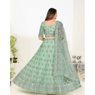 Soft Net Lehenga Choli with heavy Zari and Thread and Embroidery Work ClothsVilla