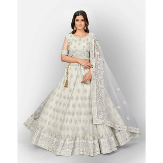 Soft Net Lehenga Choli with heavy Zari and Thread and Embroidery Work ClothsVilla