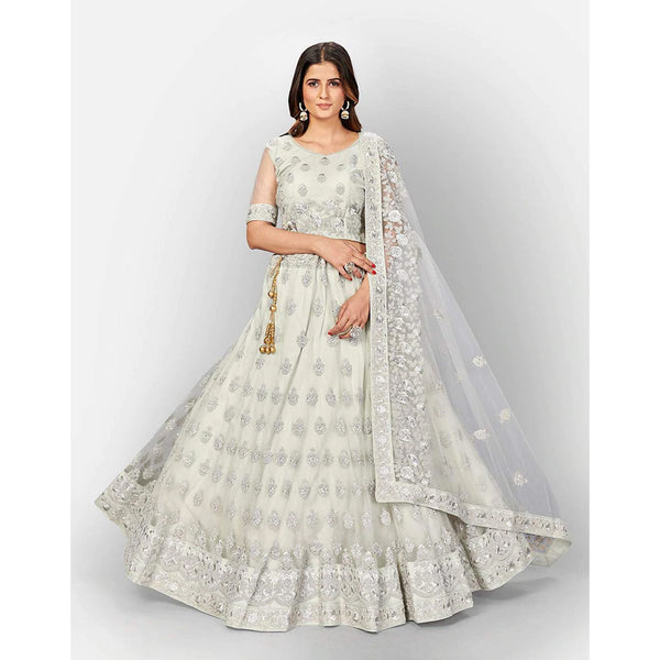 Soft Net Lehenga Choli with heavy Zari and Thread and Embroidery Work ClothsVilla