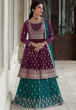 Load image into Gallery viewer, Lehenga Suit Set in Purple with Intricate Embroidery Design Clothsvilla