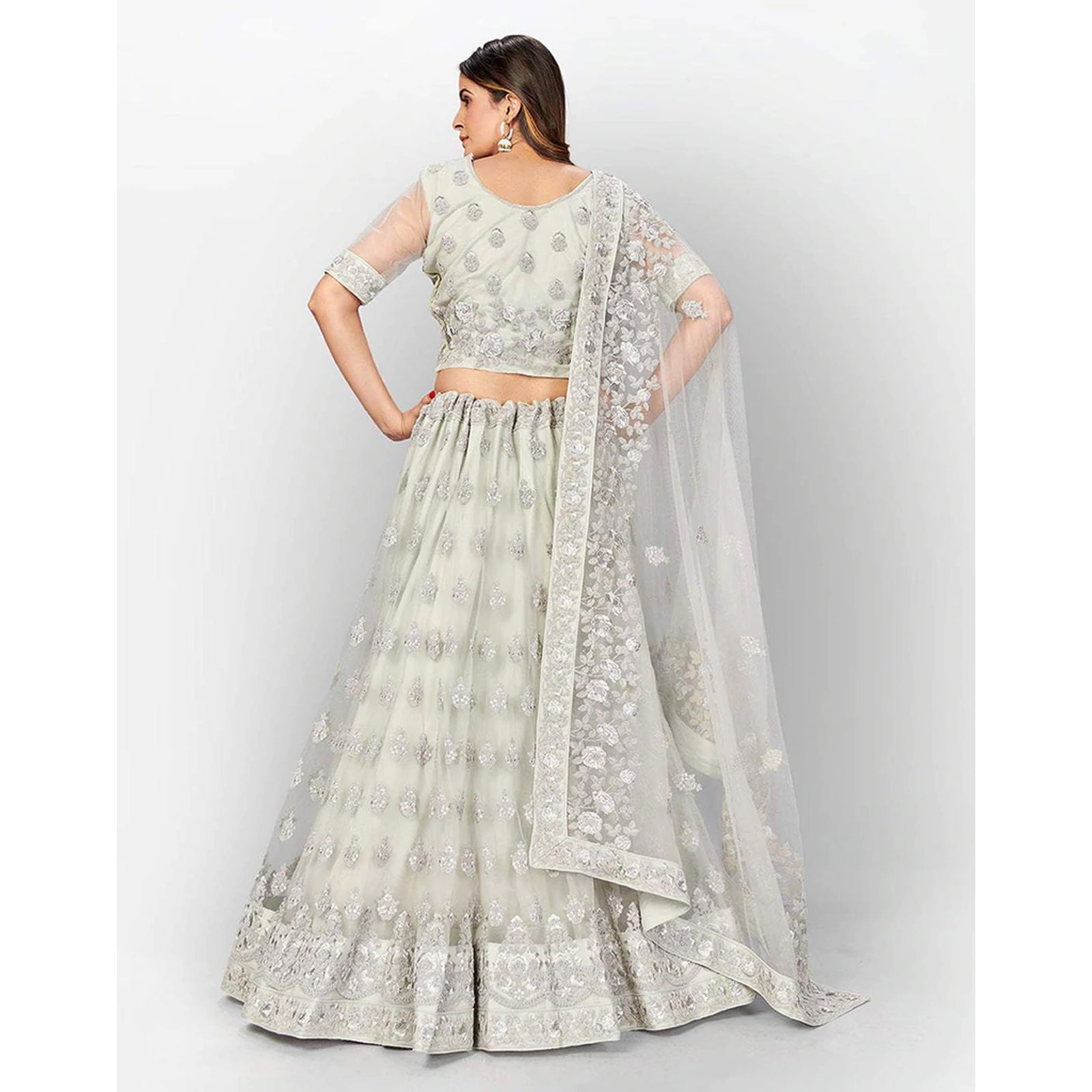 Soft Net Lehenga Choli with heavy Zari and Thread and Embroidery Work ClothsVilla