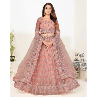 Soft Net Lehenga Choli with heavy Zari and Thread and Embroidery Work ClothsVilla