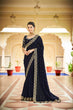 Load image into Gallery viewer, Designer Navy Blue Color Swarovski Sequence Work Silk Saree Clothsvilla