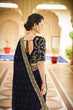 Load image into Gallery viewer, Designer Navy Blue Color Swarovski Sequence Work Silk Saree Clothsvilla
