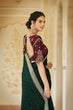 Load image into Gallery viewer, Designer Dark Green Color Swarovski Sequence Work Silk Saree Clothsvilla