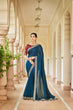 Load image into Gallery viewer, Designer Teal Blue Color Swarovski Sequence Work Silk Saree Clothsvilla