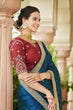 Load image into Gallery viewer, Designer Teal Blue Color Swarovski Sequence Work Silk Saree Clothsvilla
